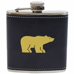 Jack Nicklaus Leather Wrapped Golden Bear Logo Navy Flask