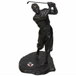 Vintage Golfer Statue With Enameled Coat Of Arms 