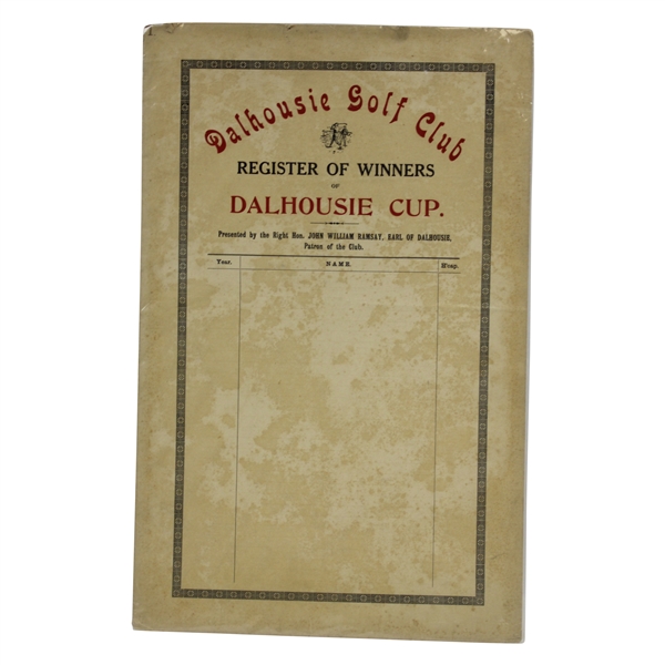 Dalhousie Golf Club, Carnoustie, Cardboard Broadside - Register of Winners of Dalhousie Cup