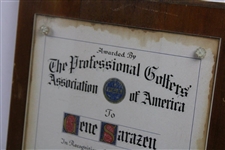 Gene Sarazen's Personal 1940 PGA Hall Of Fame Induction Plaque