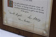 Gene Sarazen's Personal 1940 PGA Hall Of Fame Induction Plaque