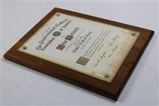 Gene Sarazen's Personal 1940 PGA Hall Of Fame Induction Plaque
