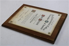 Gene Sarazen's Personal 1940 PGA Hall Of Fame Induction Plaque