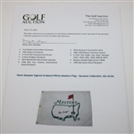 Gene Sarazen Signed Undated White Masters Flag - Sarazen Collection JSA ALOA