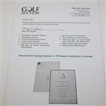 Gene Sarazen's Personal Invitation To 1999 Masters Club Dinner w/ Envelope