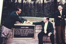 Gene Sarazen, Bobby Jones & Clifford Roberts at 1955 Masters Bridge Ceremony Original Kodak Photo - Sarazen Collection