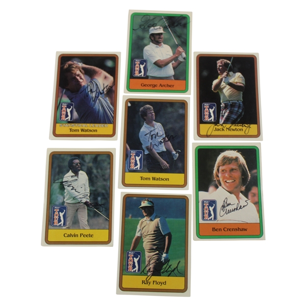 Watson (x2), Floyd, Peete, Crenshaw, Newton & Archer Signed PGA Tour Golf Cards JSA ALOA
