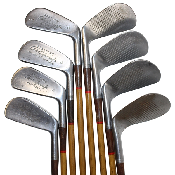 Robert T. Jones 1930's Matching Set Spalding Irons 2-9 Reg #187502 A 