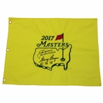 Jack Nicklaus & Gary Player Signed 2017 Masters Embroidered Flag w/Years Won JSA ALOA