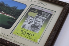 2002 Masters 13th Hole Azalea Framed Display w/2002 Masters Practice Round Ticket
