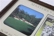 2002 Masters 13th Hole Azalea Framed Display w/2002 Masters Practice Round Ticket