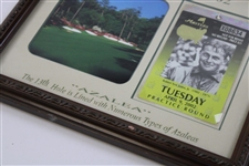 2002 Masters 13th Hole Azalea Framed Display w/2002 Masters Practice Round Ticket