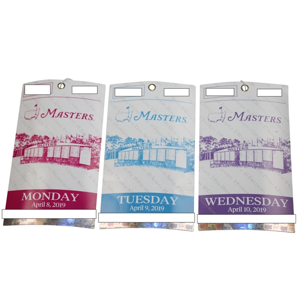 Three (3) 2019 Masters Tournament Tickets - Tiger Woods Win - Some Creasing