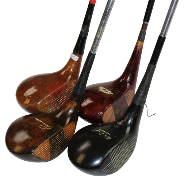 Four (4) Classic 2-Woods - Leo Diegel, Power Bilt & others