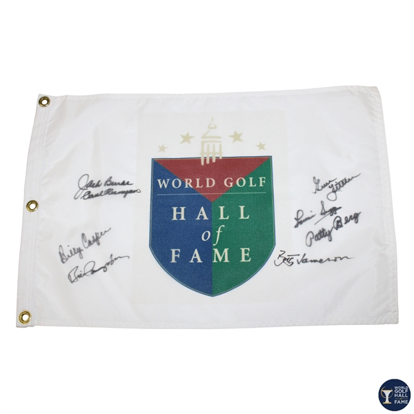 Burke, Runyan, Casper, Berg, Jameson, Suggs & 2 others Signed WGHoF Flag JSA ALOA