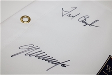 Fred Couples, Colin Montgomerie & Ken Schofield Signed World Golf Hall of Fame Flag JSA ALOA