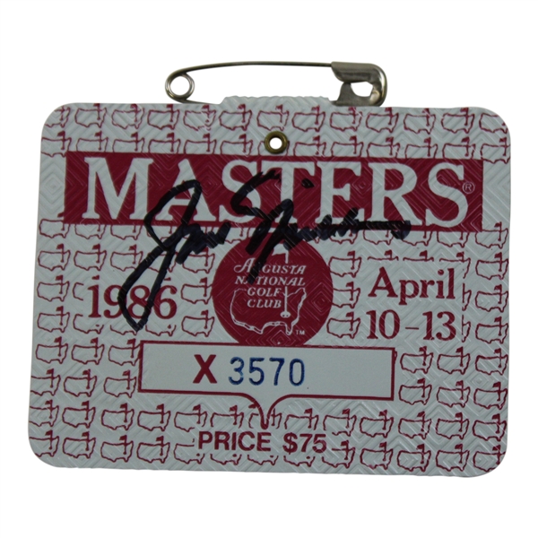 Jack Nicklaus Signed 1986 Masters Tournament SERIES Badge #X3570 JSA ALOA