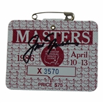 Jack Nicklaus Signed 1986 Masters Tournament SERIES Badge #X3570 JSA ALOA