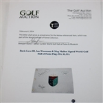 Davis Love III, Ian Woosnam & Meg Mallon Signed World Golf Hall of Fame Flag JSA ALOA