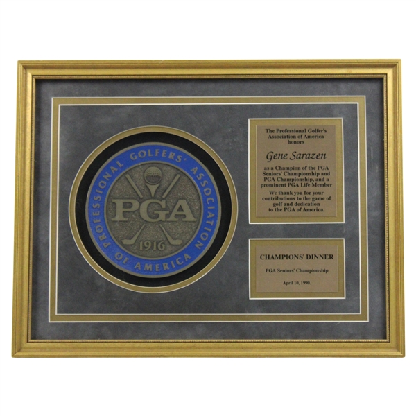 Gene Sarazens Personal 1990 PGA Senior Championship Award For Contributions To The Game