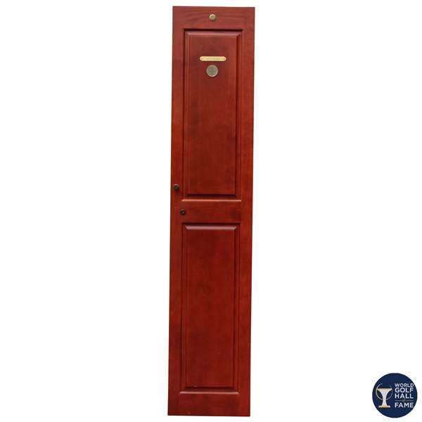 Tom Watsons Original World Golf Hall of Fame Cherry Wood Locker Door #56