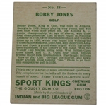 Bobby Jones 1933 Goudey Sport Kings Golf Card No. 38- Excellent Condition