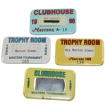 Four (4) Masters Tournament Clubhouse & Trophy Room Badges - 1987, 1992, 1993 & 1996