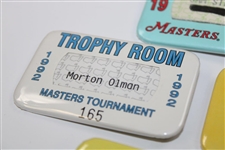 Four (4) Masters Tournament Clubhouse & Trophy Room Badges - 1987, 1992, 1993 & 1996