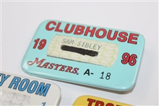 Four (4) Masters Tournament Clubhouse & Trophy Room Badges - 1987, 1992, 1993 & 1996