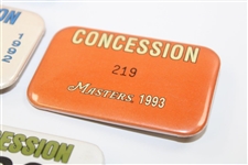 Seven (7) Masters Tournament Employee Badges - 1979, 1987-1988, 1991-1994