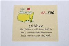 2012 Masters Tournament Ltd Ed Coin #047/350 in Box w/Card - Augusta National Clubhouse