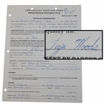 Tiger Woods Signed 1990 Insurance Youth Golf Classic Application - Earliest Known Signature! JSA #YY79571