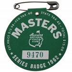 1962 Masters Tournament SERIES Badge #9470 - Arnold Palmer Winner