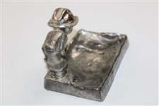 Pewter Ash Tray W/ Golfer Lining Up A Putt