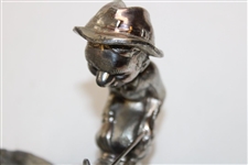 Pewter Ash Tray W/ Golfer Lining Up A Putt