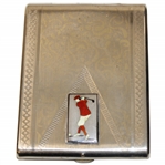 1930s Silver Cigarette Case - Enameled Golfer Motif