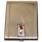 1930's Silver Cigarette Case - Enameled Golfer Motif