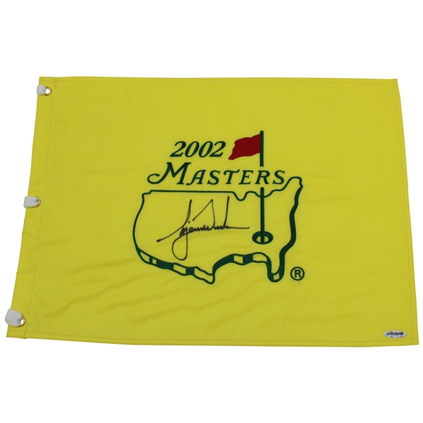 Tiger Woods Signed 2002 Masters Embroidered Flag UDA #SHO25468