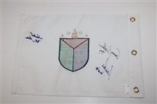 Nick Price, Lanny Wadkins & Hubert Green Signed World Golf Hall of Fame Flag JSA ALOA