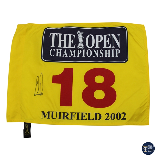 Ernie Els Signed 2002 The OPEN at Muirfield Yellow Screen Flag JSA ALOA