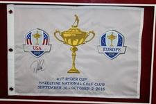 Davis Love Signed 2016 Ryder Cup At Hazeltine Framed Flag JSA ALOA
