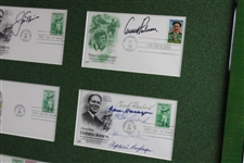 Nicklaus, Palmer, Sarazen, Picard, Harbert, Cooper & Miller Signed First Day Of Issue Framed Display JSA ALOA