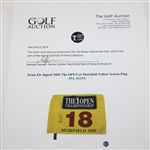 Ernie Els Signed 2002 The OPEN at Muirfield Yellow Screen Flag JSA ALOA