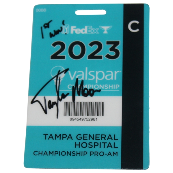 Taylor Moore Signed 2023 Valspar Championship Badge Inscribed 1st Win JSA ALOA