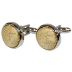 Masters Tournament Silk Yellow Logo Cuff Links in Original Box - Made in Italy