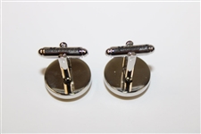 Masters Tournament Silk Yellow Logo Cuff Links in Original Box - Made in Italy