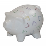 Masters White Rainbow Logo Pattern Ceramic Piggy Bank