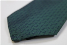 Masters Made in Italy Collection Dark Green Silk Tie with Navy Mini Logo Pattern