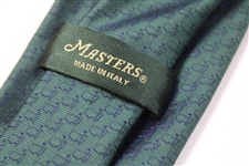 Masters Made in Italy Collection Dark Green Silk Tie with Navy Mini Logo Pattern