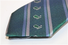 Masters Dark Green Silk Tie With Light Blue And Grey Stripes